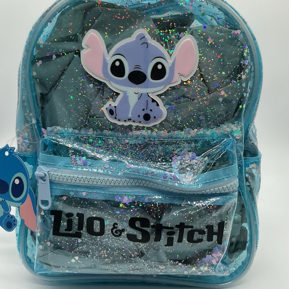 Disney Lilo & Stitch Glitter Backpack - Blue and Silver